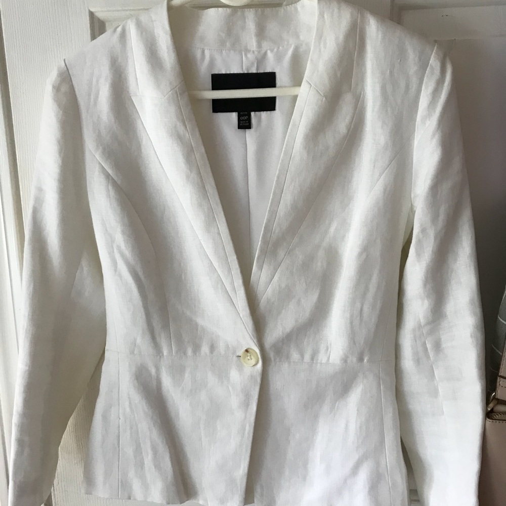 Banana Republic White Linen Blazer 00 Petite